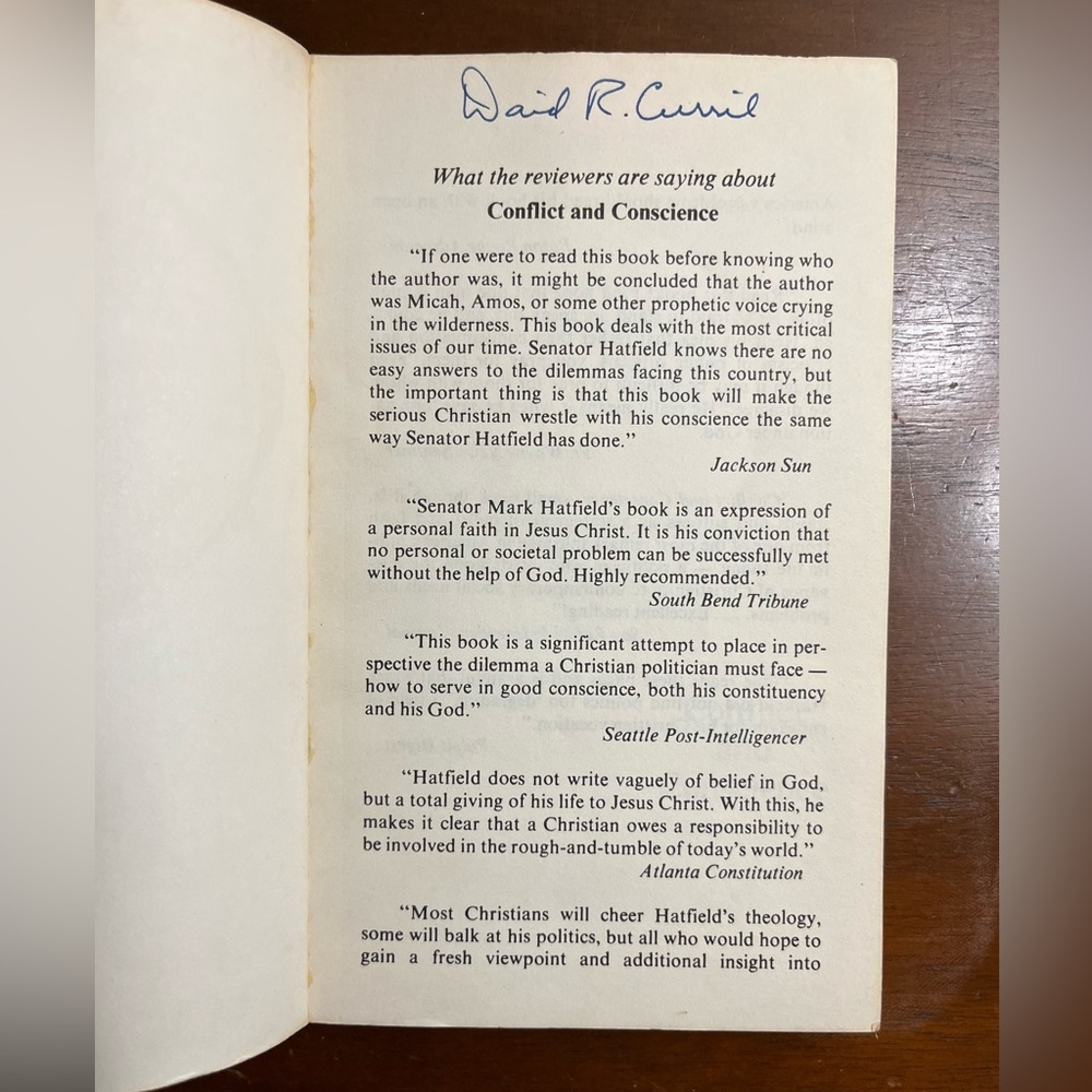 📕”Conflict and Conscience” (1971) by Mark O. Hatfield Vintage Paperback Book📕 - Picture 4 of 14